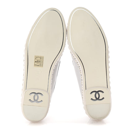 Chanel Lambskin Chain CC Mocassin Loafer Espadrilles 38 White Black 6 of 10