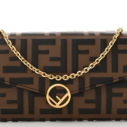 Fendi Vitello Soft F is Fendi Bi-Color FF 1974 Embossed Continental Envelope Wallet On Chain Maya Black 7 of 11