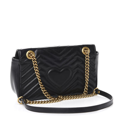 Gucci Calfskin Matelasse Small GG Marmont Shoulder Bag Black 4 of 11