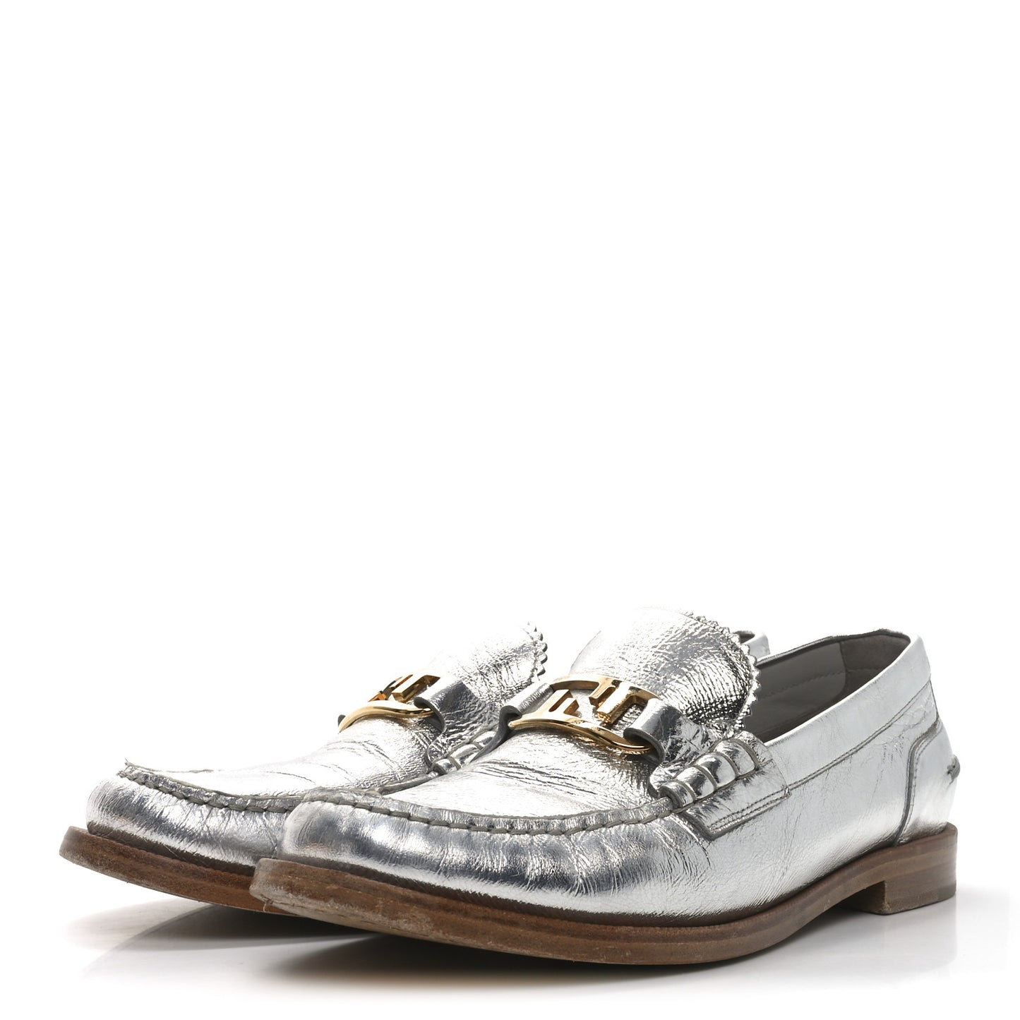 Metallic Vitello Womens O'Lock Loafers 38 Argento