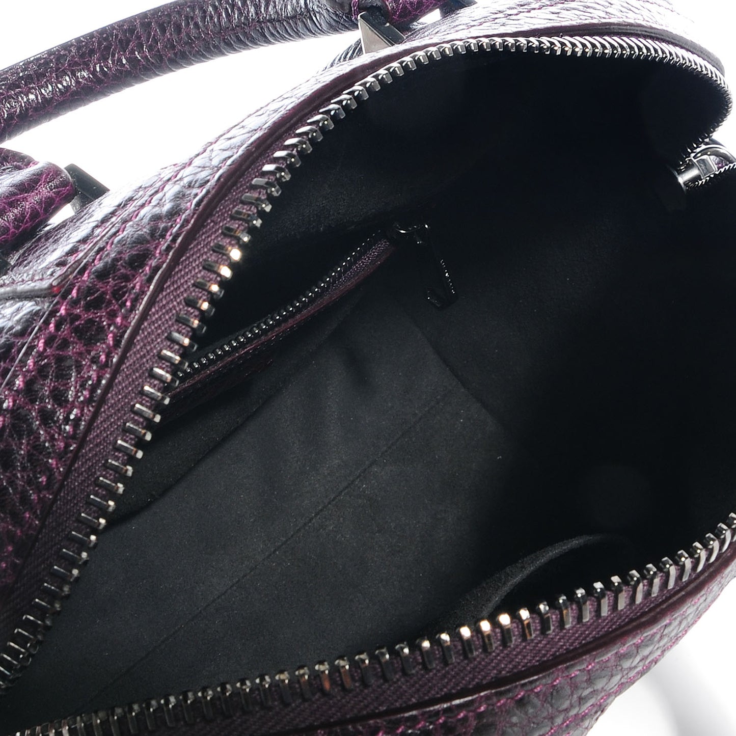 Glazed Pebbled Calfskin Mini Lucrezia Aubergine