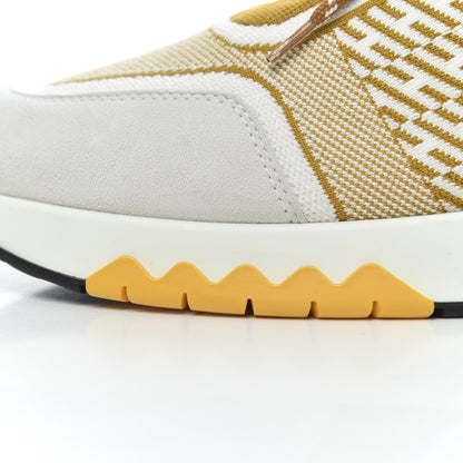 Hermes Knit Goatskin Womens Addict Sneakers 37 Ocre 8 of 13