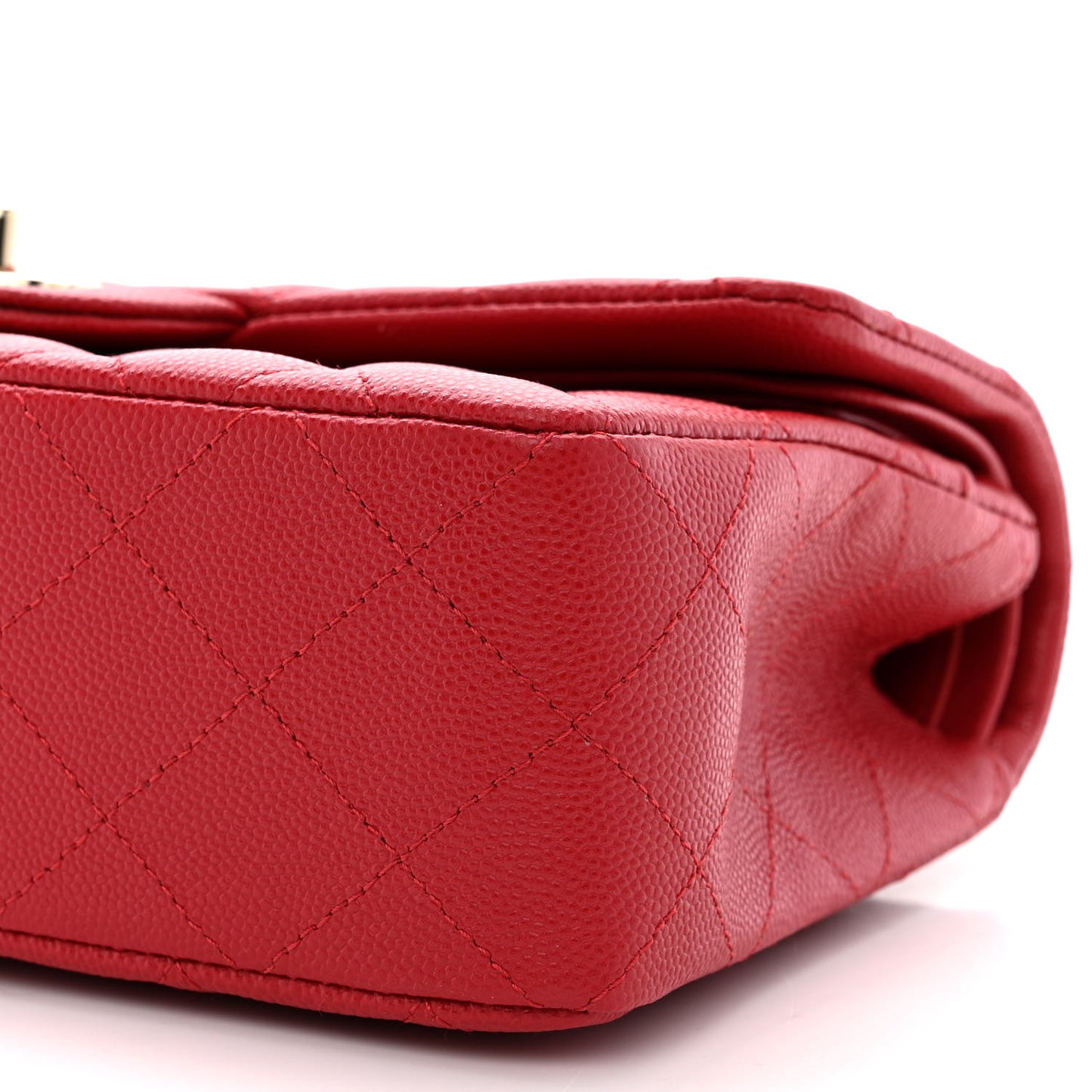 Caviar Quilted Small Double Flap Red
