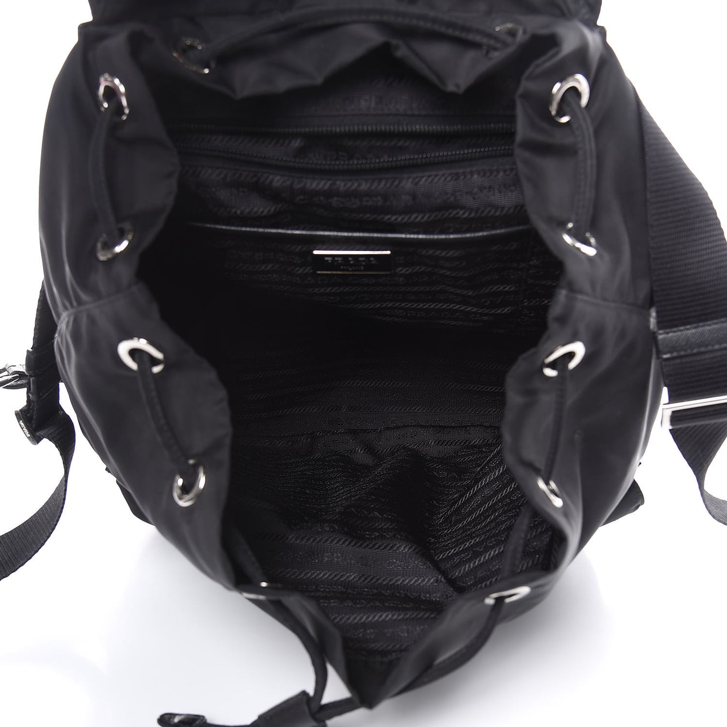 Nylon Vela Saffiano Backpack Black
