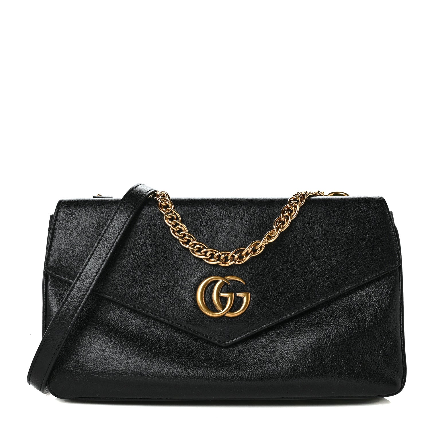 Gucci Calfskin Diagonal GG Medium Thiara Double Envelope Shoulder Bag Emerald Green Black 1 of 11