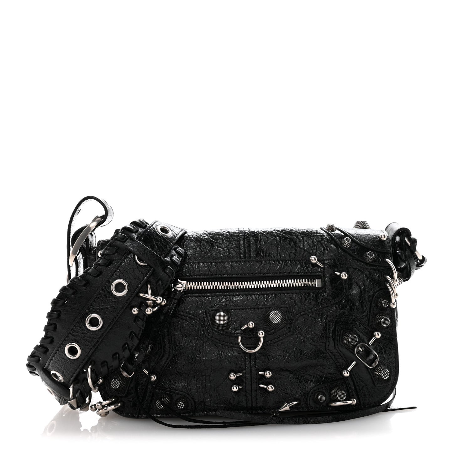 Agneau Arena XS Piercing Le Cagole Flap Bag Black