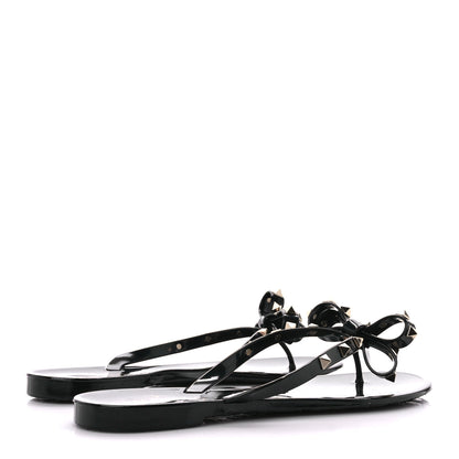 Valentino Garavani PVC Jelly Rockstud Bow Thong Sandals 41 Black 4 of 8