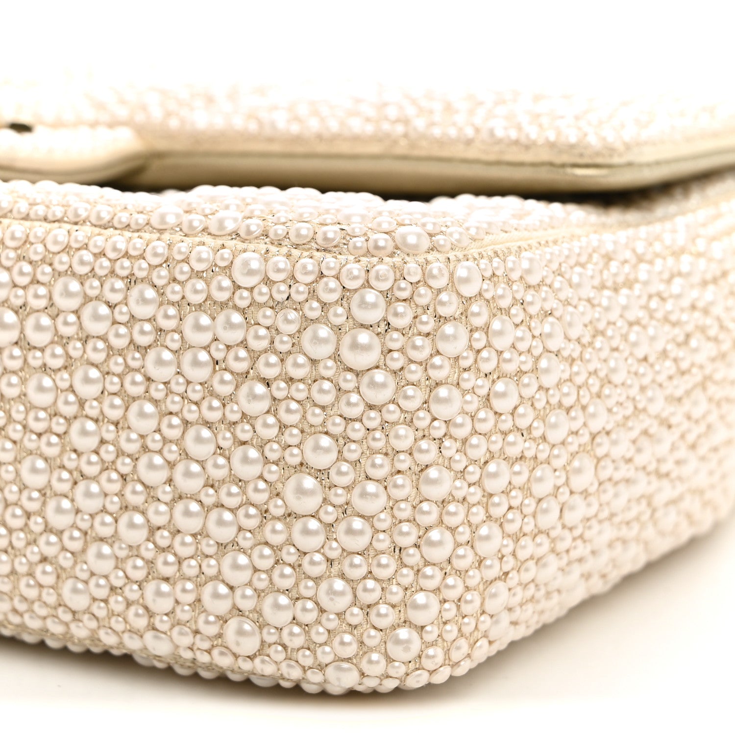 Chanel Metallic Lambskin Quilted Pearl Flap Gold White 10 of 11