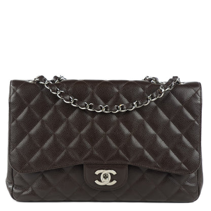 Chanel Caviar Quilted Jumbo Single Flap Dark Brown 1 of 16