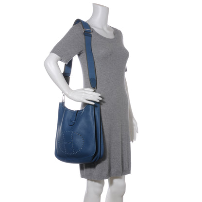 Hermes Taurillon Clemence Evelyne III PM Bleu Thalassa 2 of 7