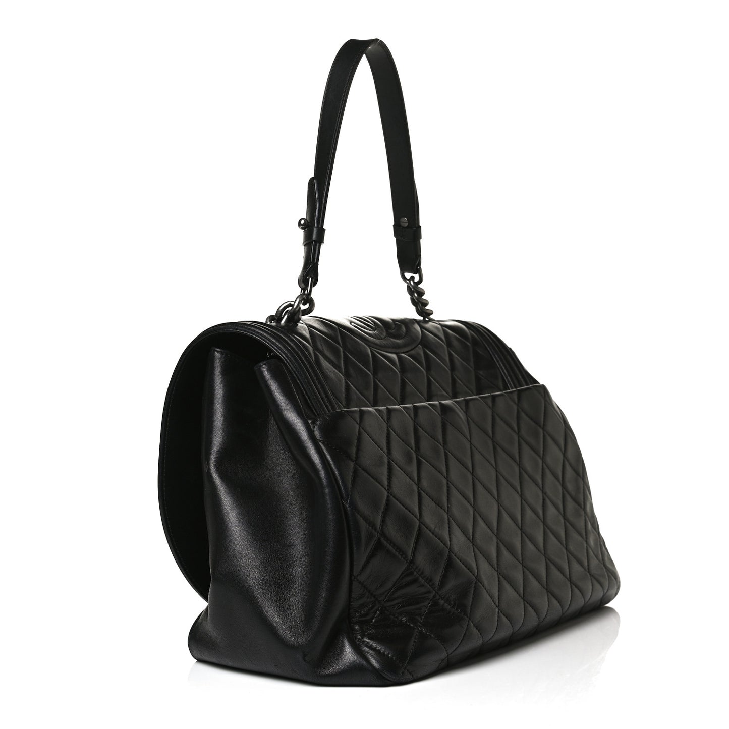 Lambskin Quilted Large Antik Boy Flap Black