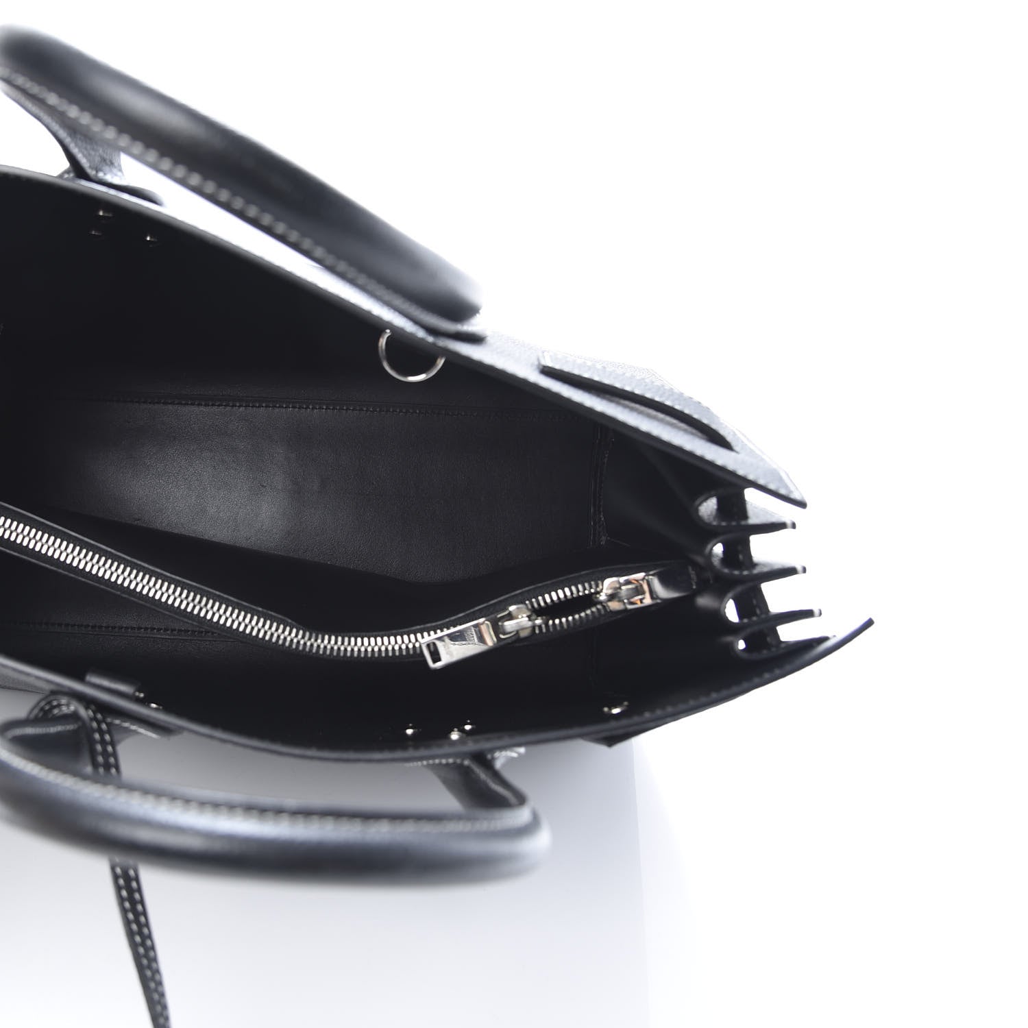 Saint Laurent Grained Calfskin Topstitch Small Sac De Jour Black Porcelain 5 of 11