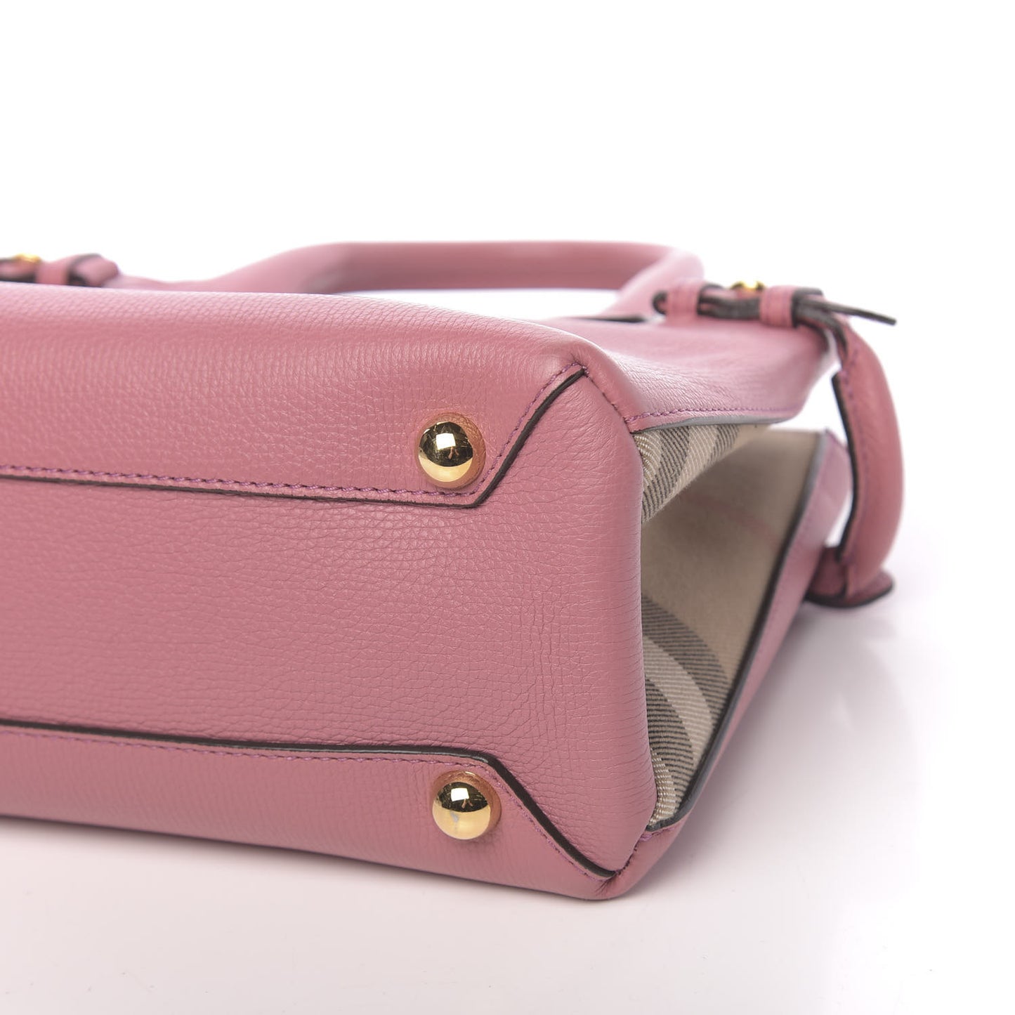 Grainy Calfskin House Check Small Banner Tote Mauve Pink