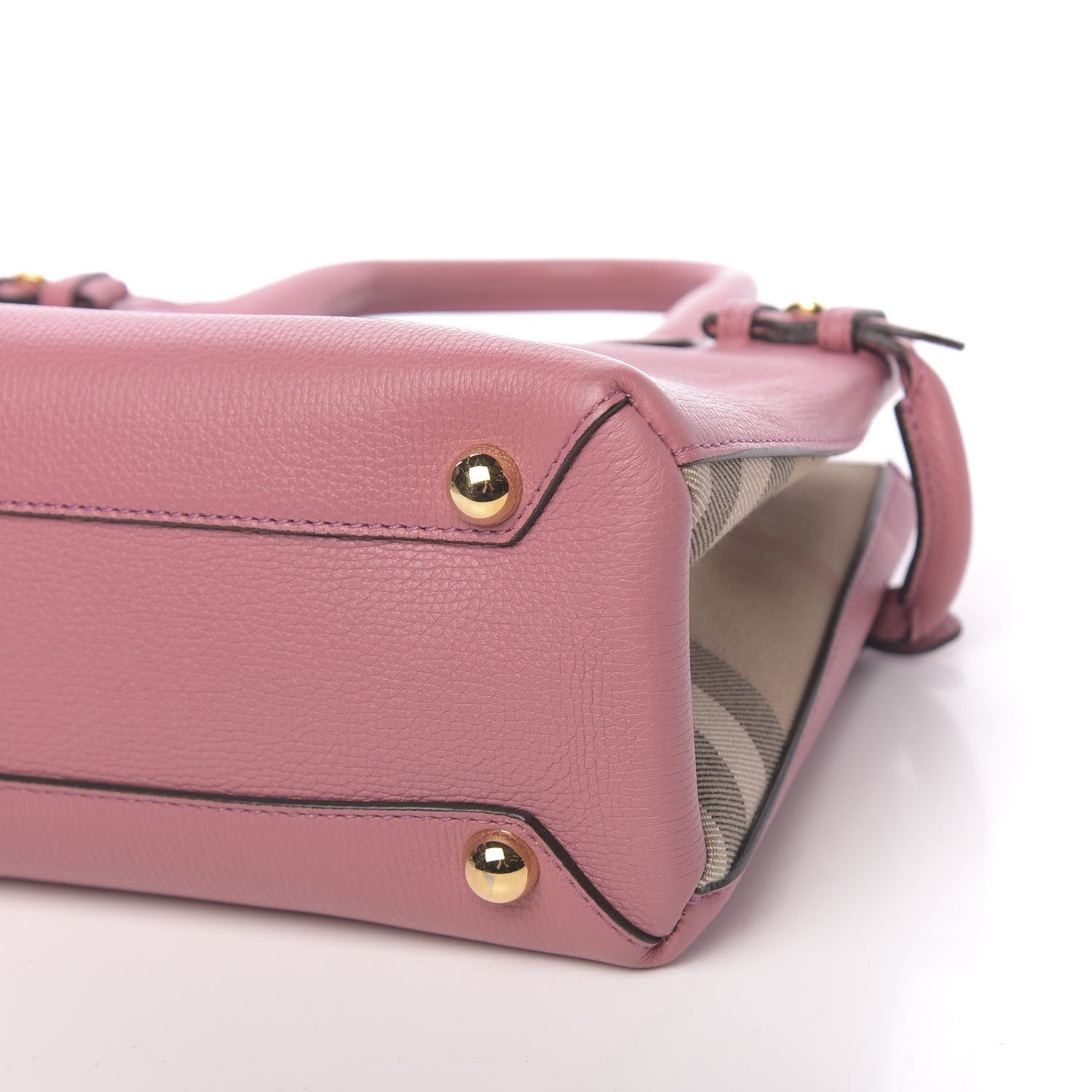 Burberry Grainy Calfskin House Check Small Banner Tote Mauve Pink 9 of 11