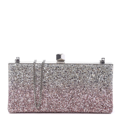 Jimmy Choo Coarse Glitter Celeste Clutch Pink Silver 1 of 9