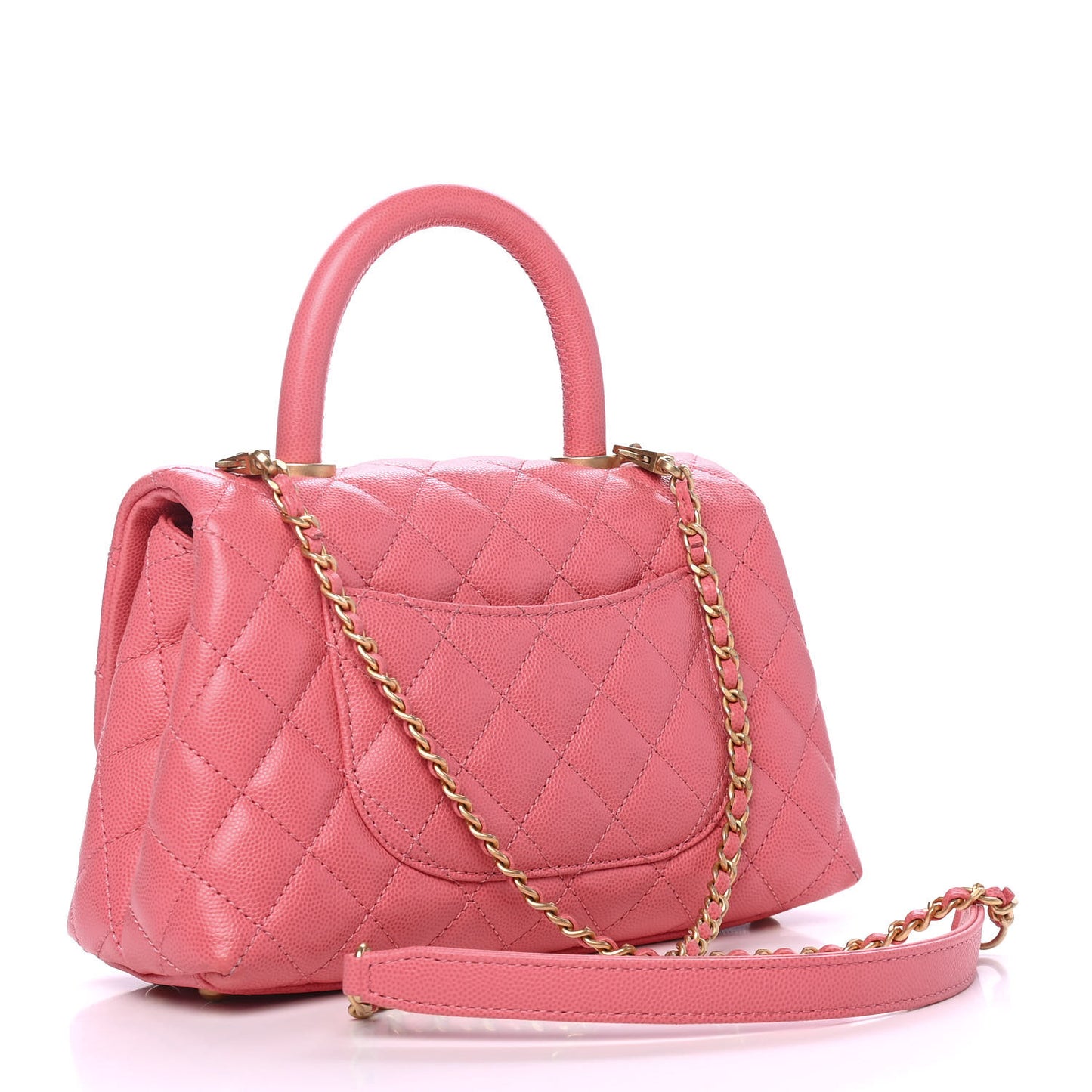 Caviar Quilted Mini Coco Handle Flap Pink