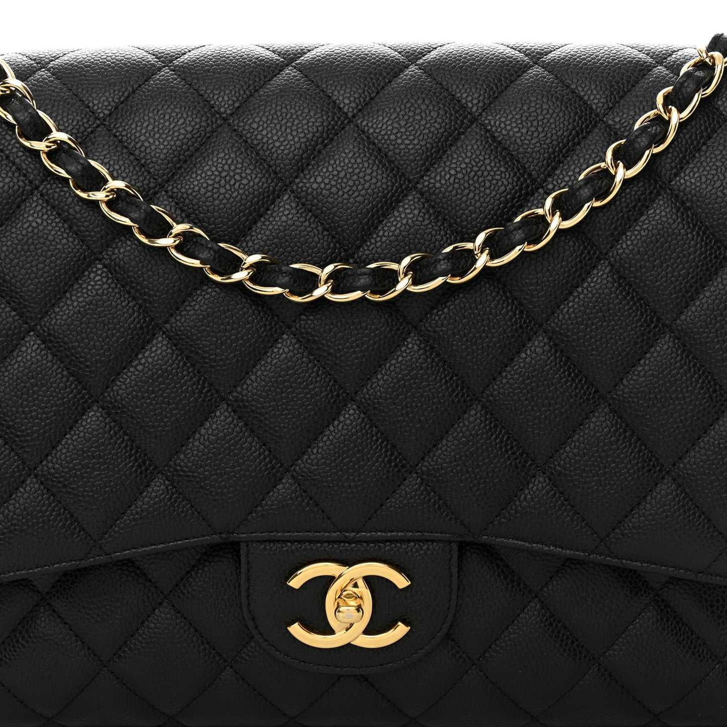Caviar Quilted Maxi Double Flap Black