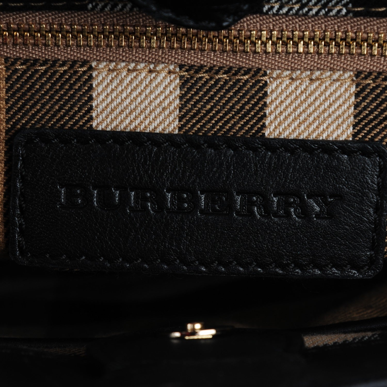 Burberry Calfskin House Check Small Banner Tote Black 6 of 8