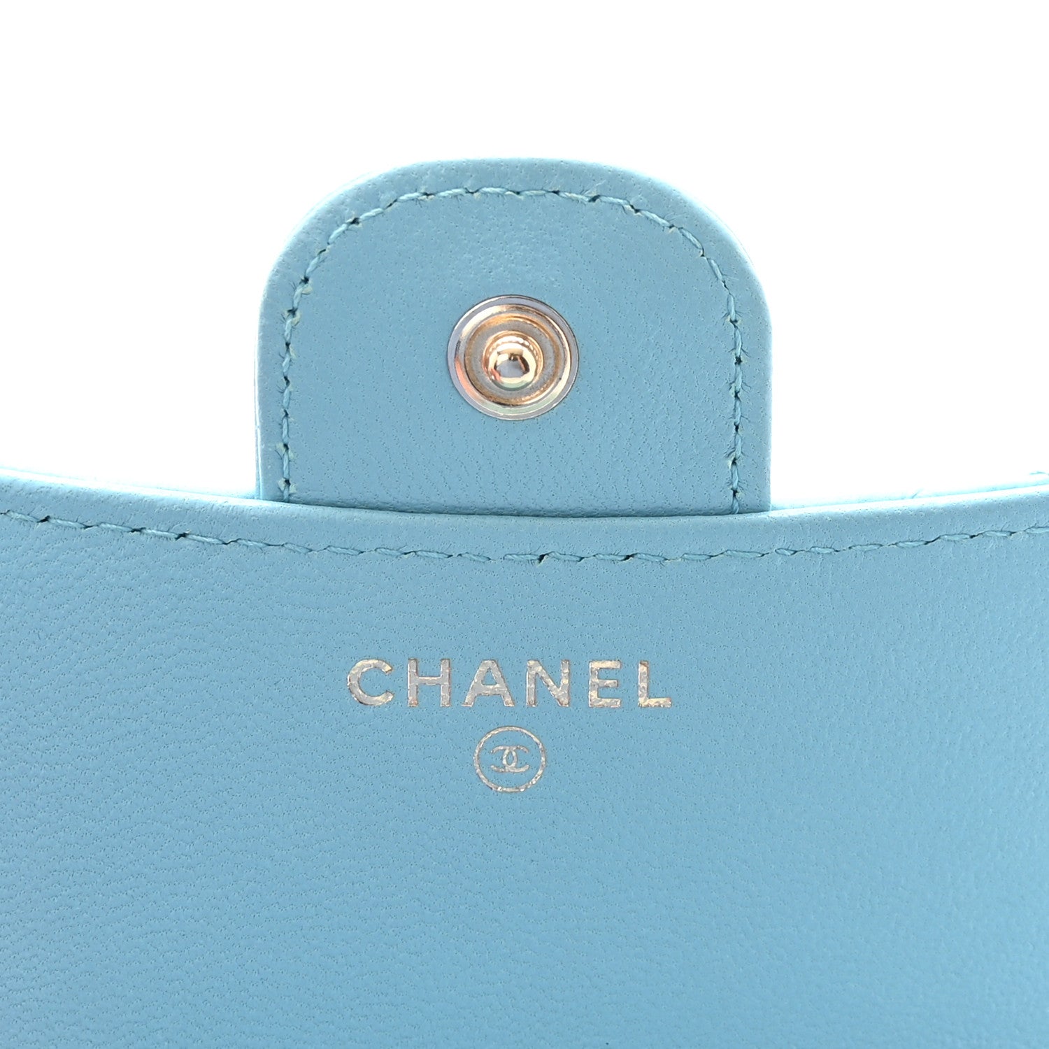 Chanel Lambskin Quilted Compact Flap Wallet Light Blue 1890851