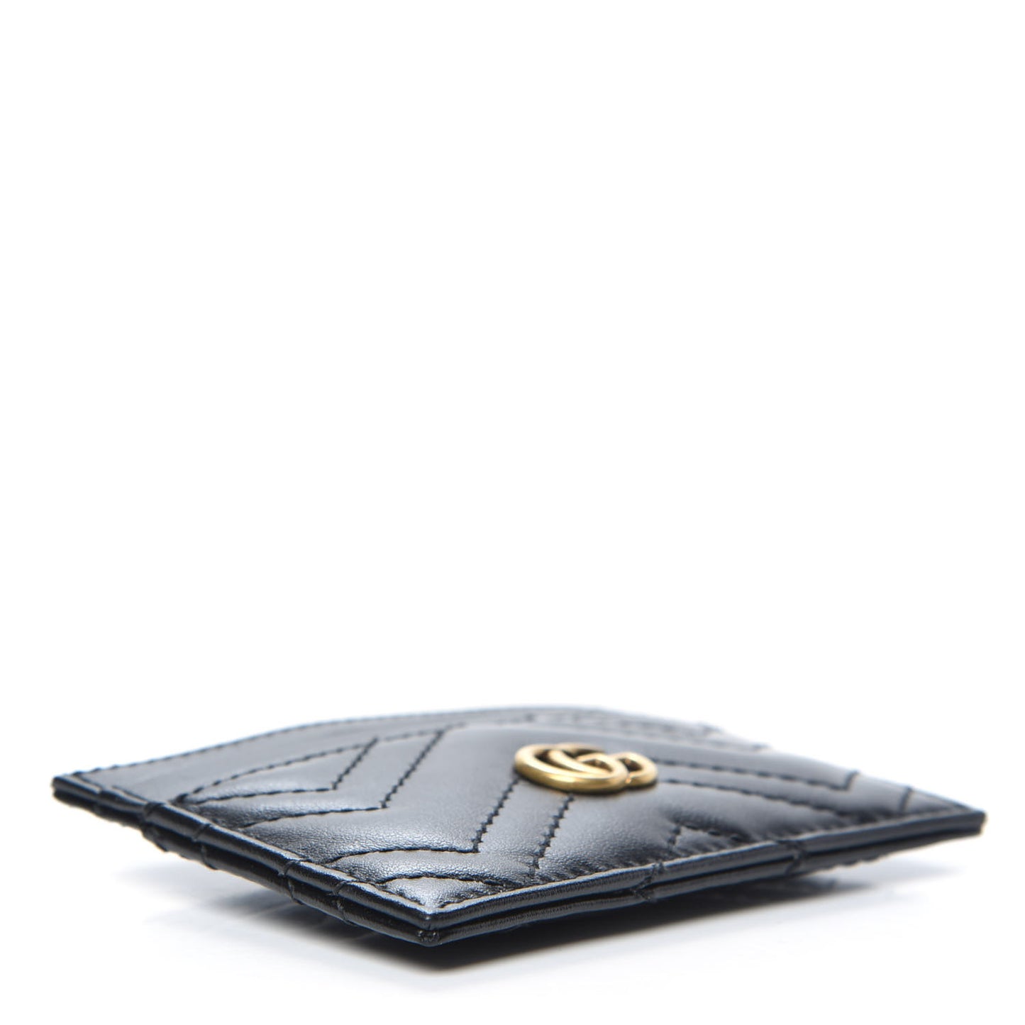 Calfskin Matelasse GG Marmont Card Holder Black