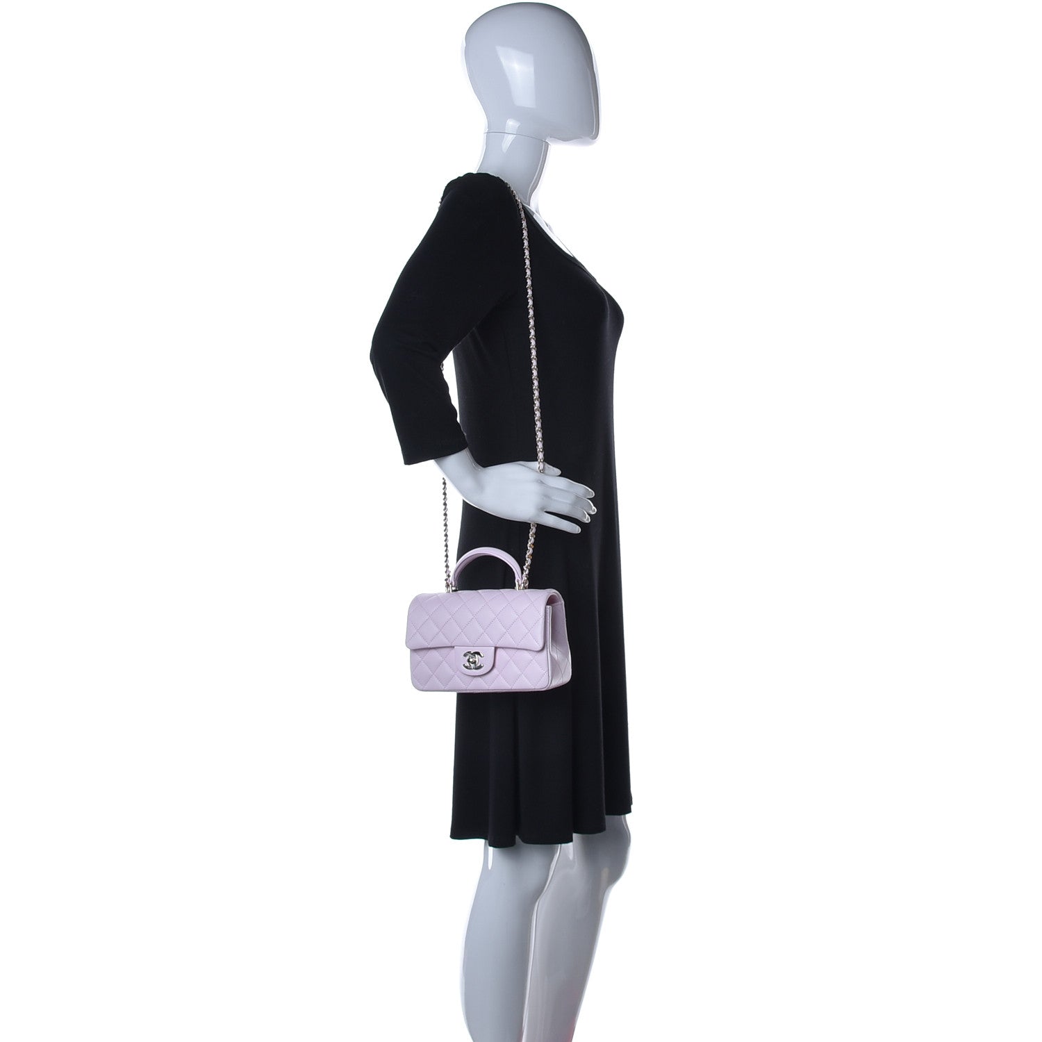 Chanel Lambskin Quilted Mini Top Handle Rectangular Flap Light Pink 2 of 10