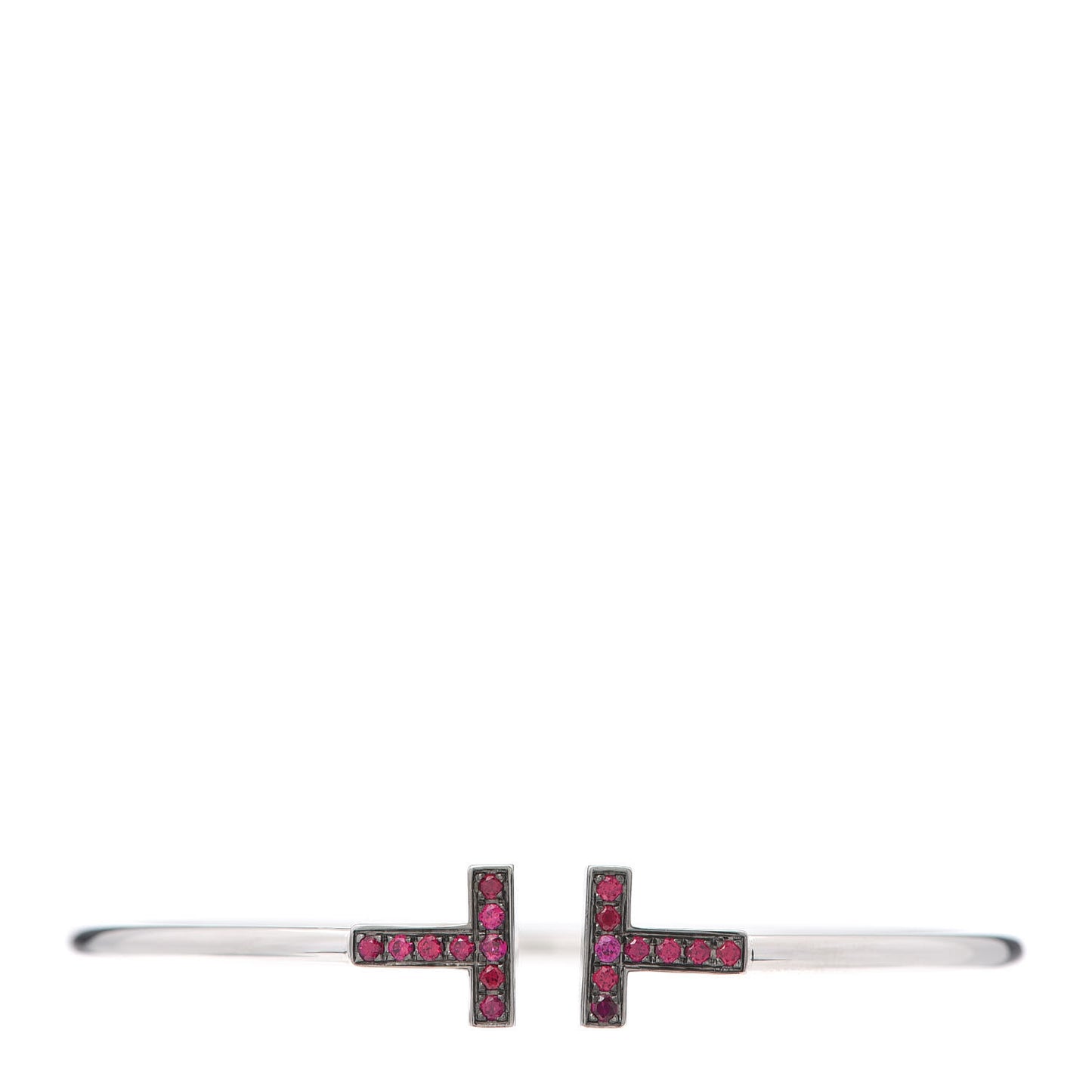 18K White Gold Ruby T Wire Bracelet