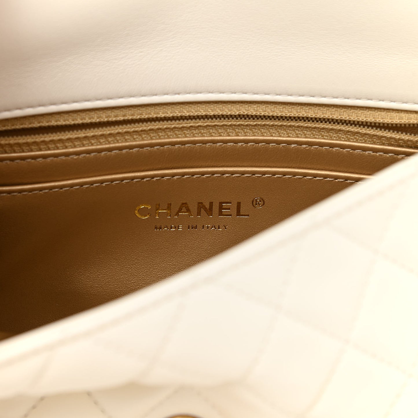 Lambskin Quilted Mini Rectangular Pearl Crush Flap White