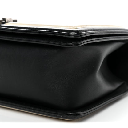 Chanel Calfskin Pleated Medium Boy In Rome Flap Black White 10 of 11