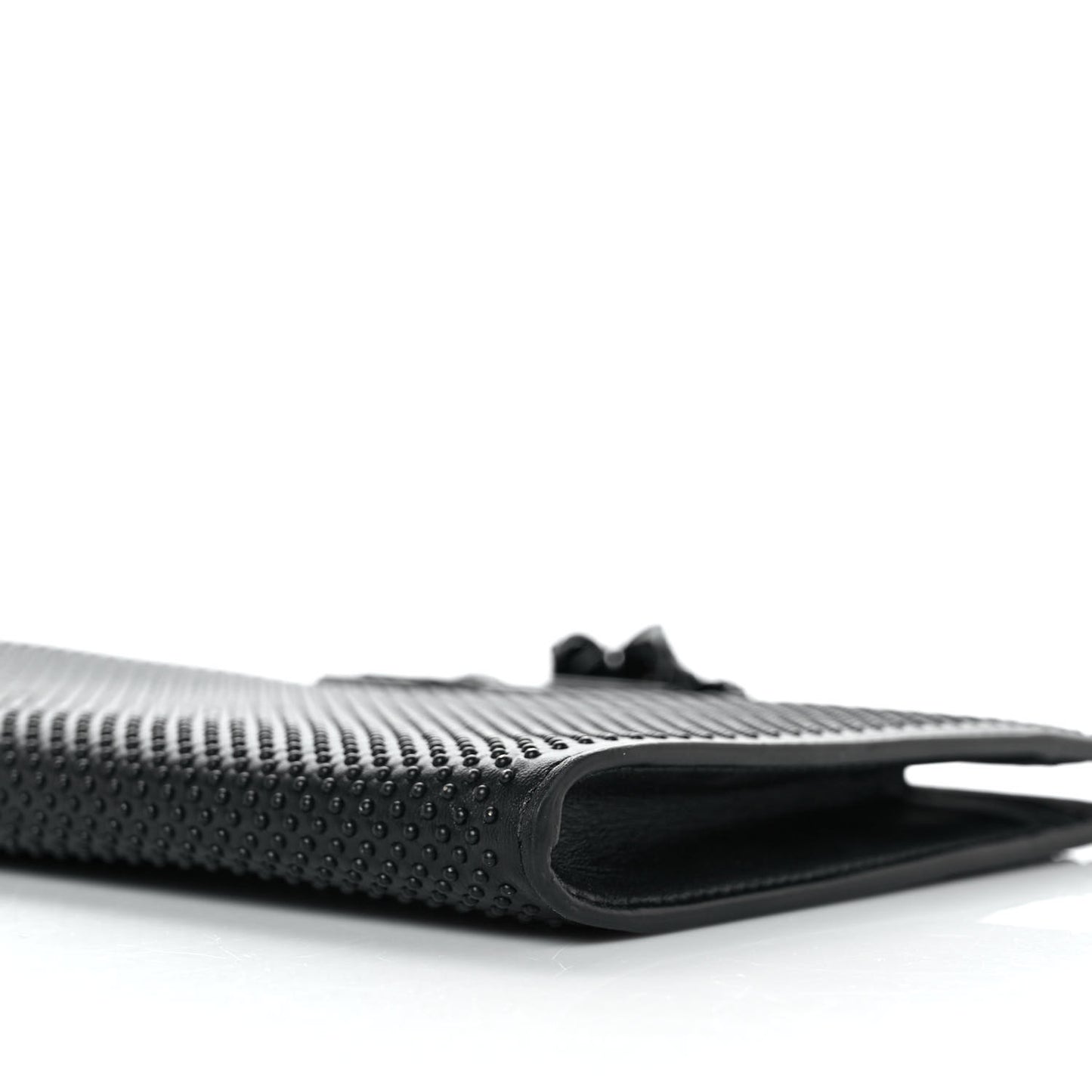 Calfskin Studded Knuckle Flat Clutch Black