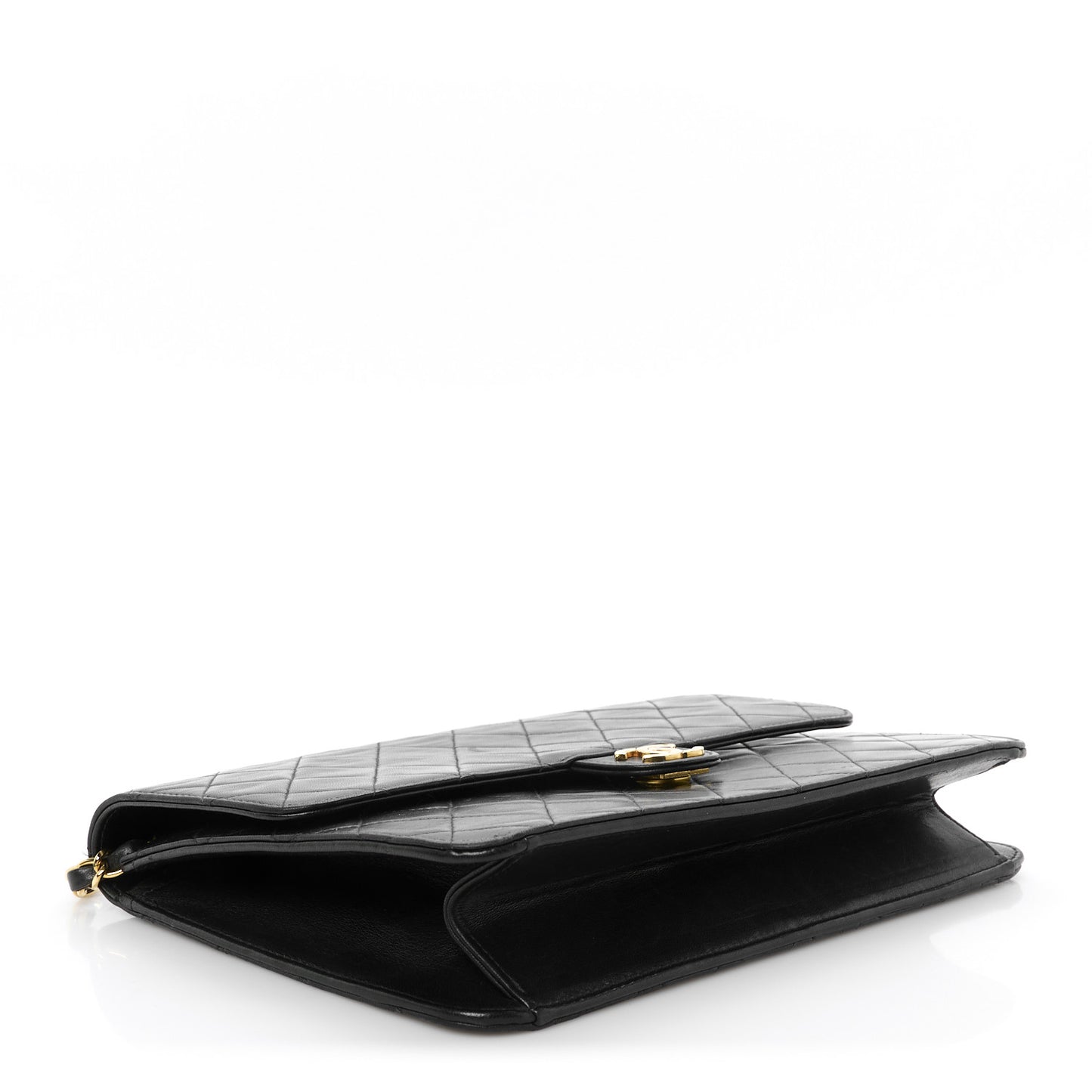 Lambskin Quilted Small Single Flap Black