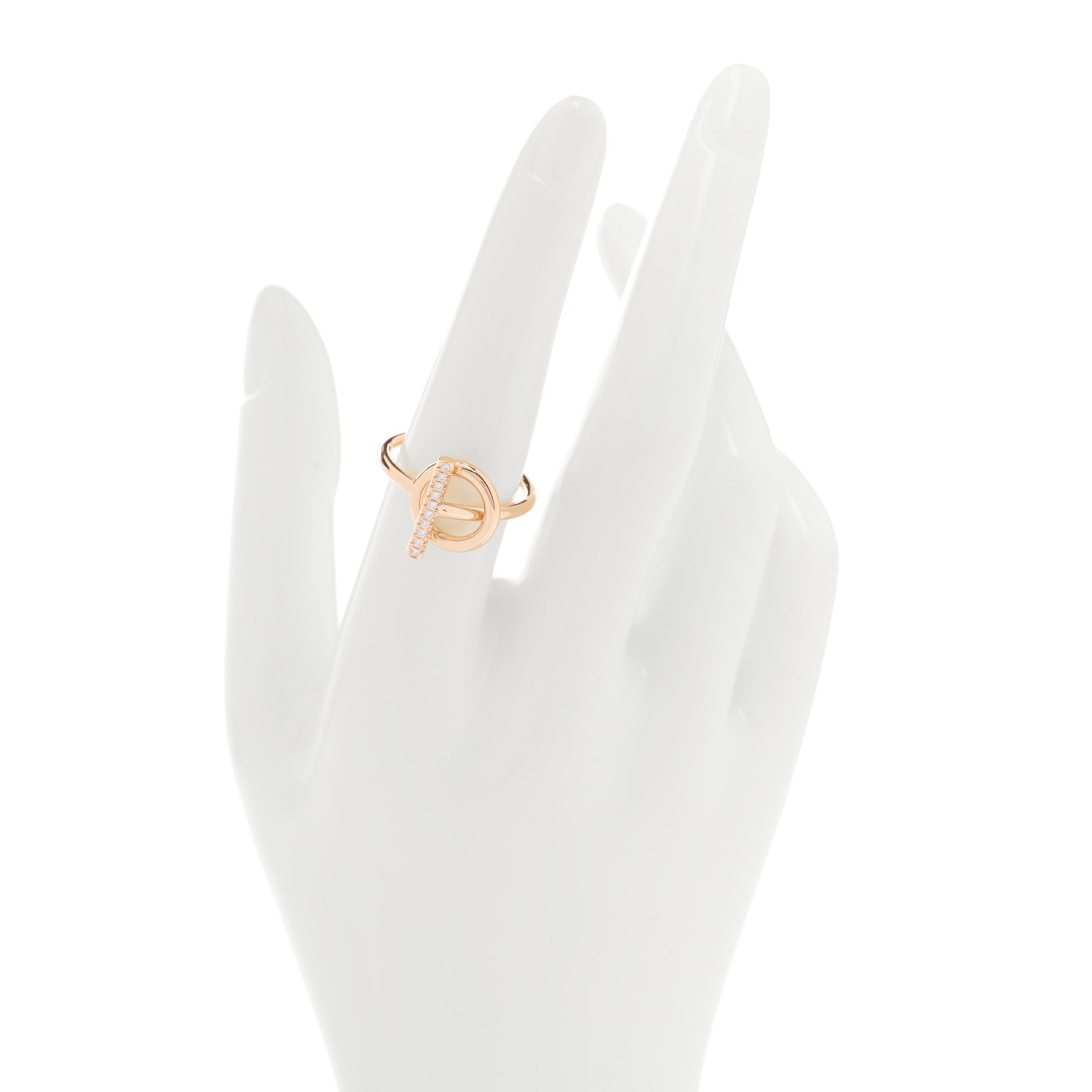 Hermes 18K Rose Gold Diamond PM Echappee Ring 54 6.75 2 of 6