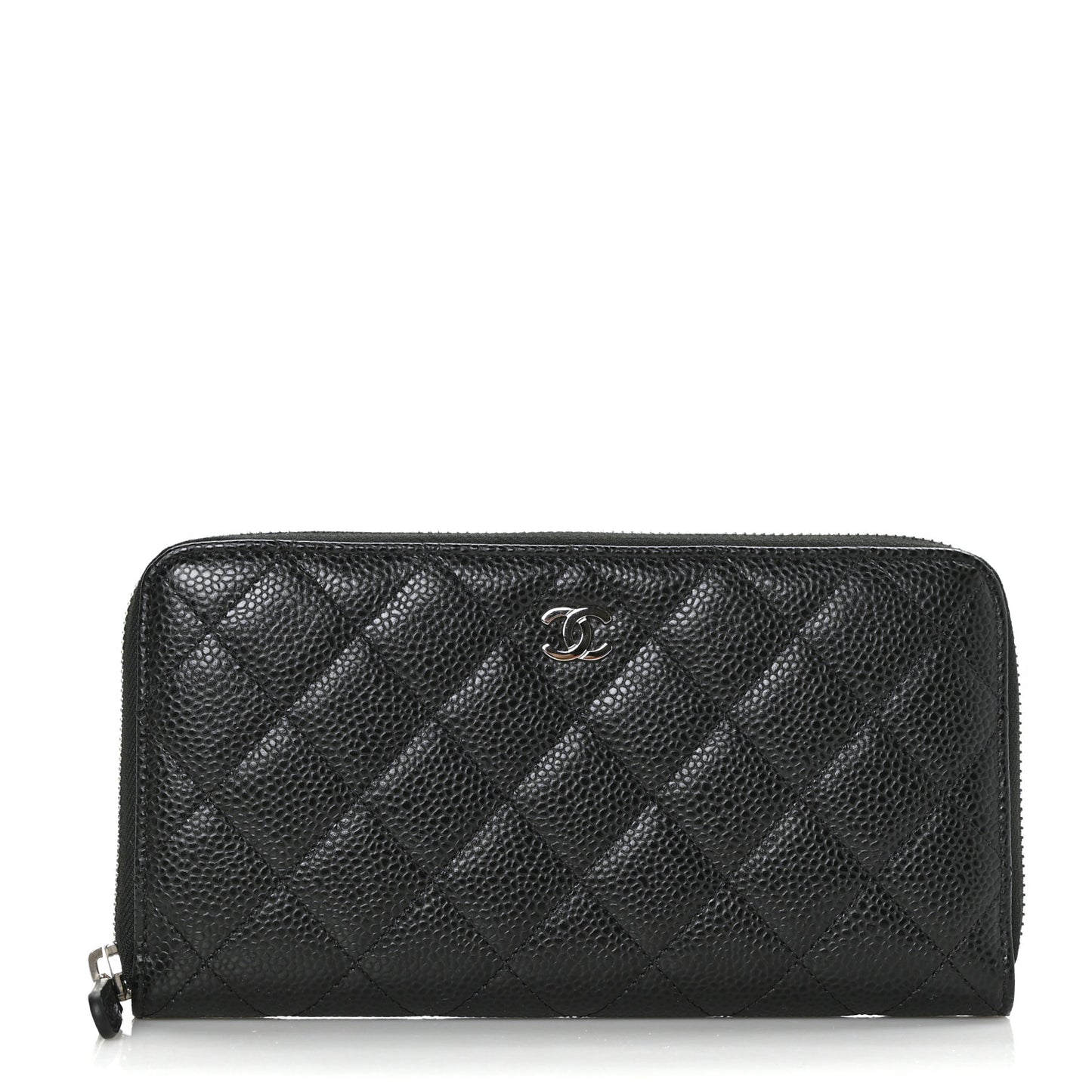 Caviar Quilted Large Gusset Zip Around Wallet Black