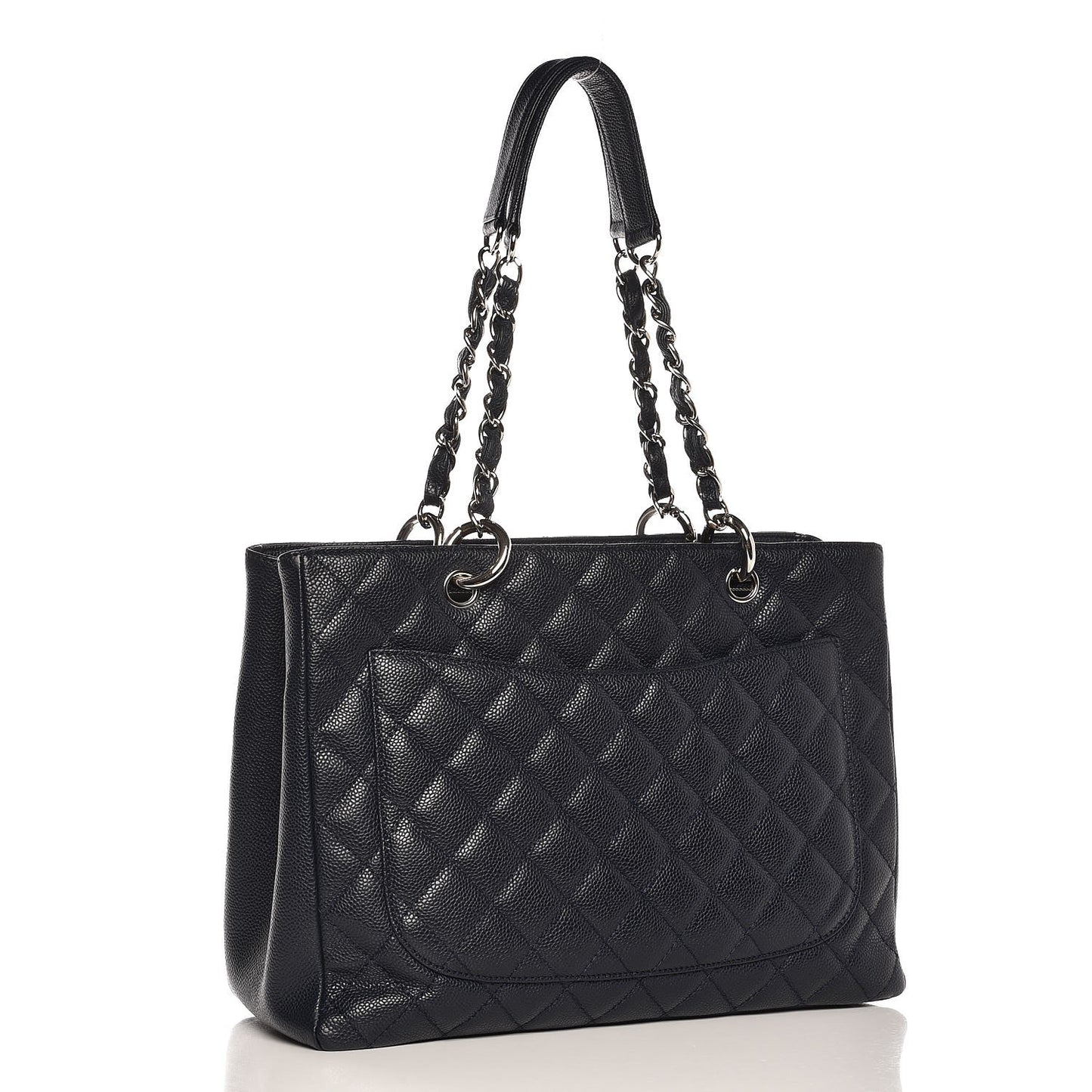 Caviar Quilted Grand Shopping Tote GST Navy Blue