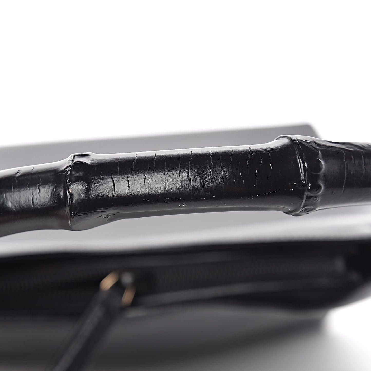 Smooth Calfskin Bamboo Handle Shoulder Bag Black