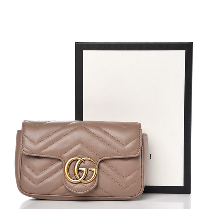 Gucci Calfskin Matelasse Super Mini GG Marmont Shoulder Bag Porcelain Rose 9 of 9
