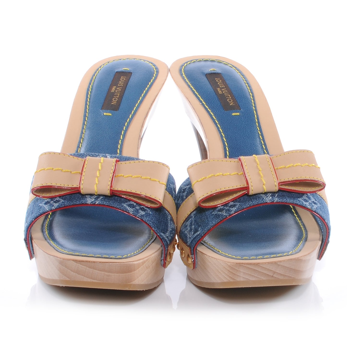 Denim Bow Mules Heels 35.5