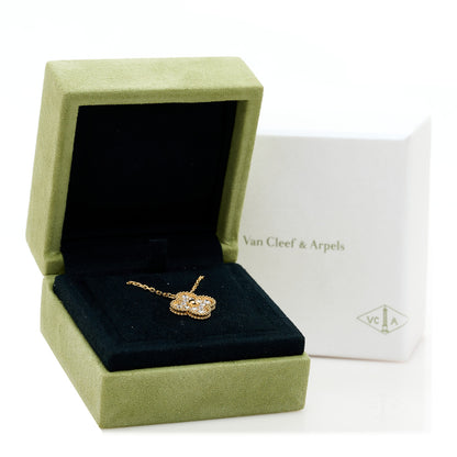 Van Cleef & Arpels 18K Yellow Gold Diamond Vintage Alhambra Pendant Necklace 7 of 7