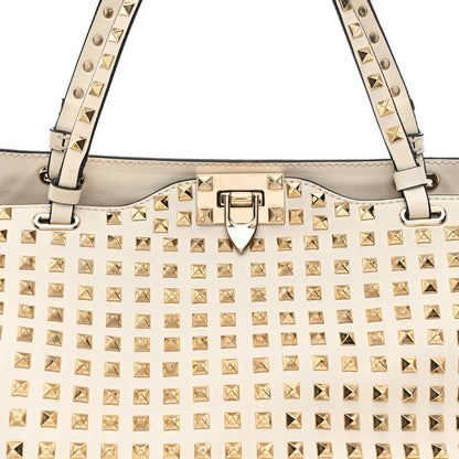 Valentino Garavani Vitello Medium Rockstud All Over Tote White 7 of 9