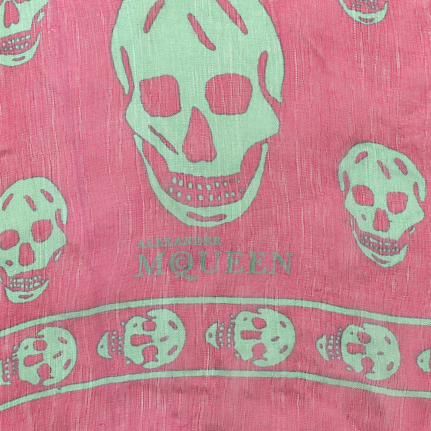 Silk Chiffon Skull Scarf Pink Green