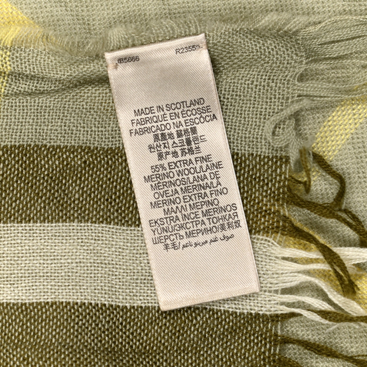 Burberry Merino Wool Cashmere Check Scarf Green Cream 4 of 4