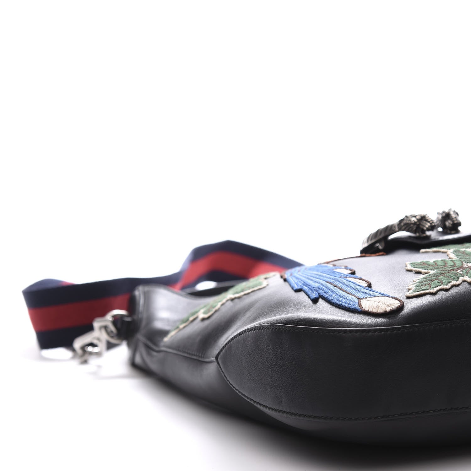 Gucci Calfskin Web Garden Collection Embroidered Medium Dionysus Hobo Black 8 of 11