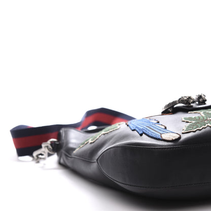 Gucci Calfskin Web Garden Collection Embroidered Medium Dionysus Hobo Black 8 of 11