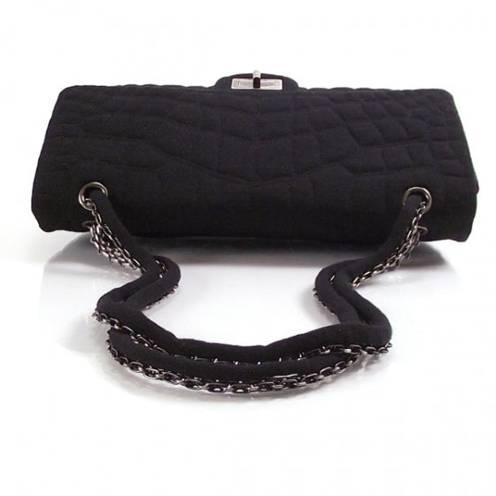 Chanel Jersey Crocodile REISSUE Jumbo Flap Black 5 of 9