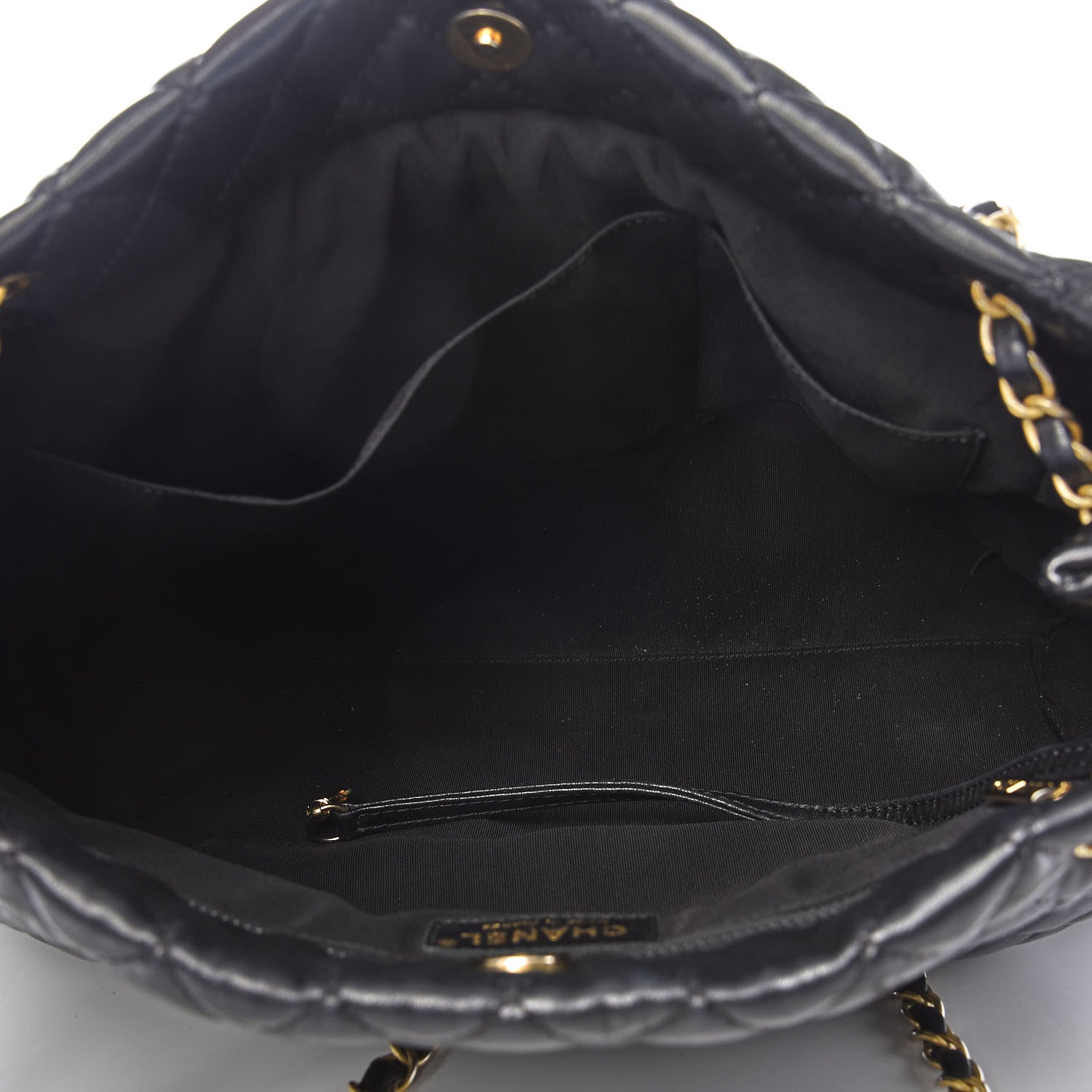Chanel Lambskin Quilted Large Fluffy CC Shopping Tote Black 5 of 9