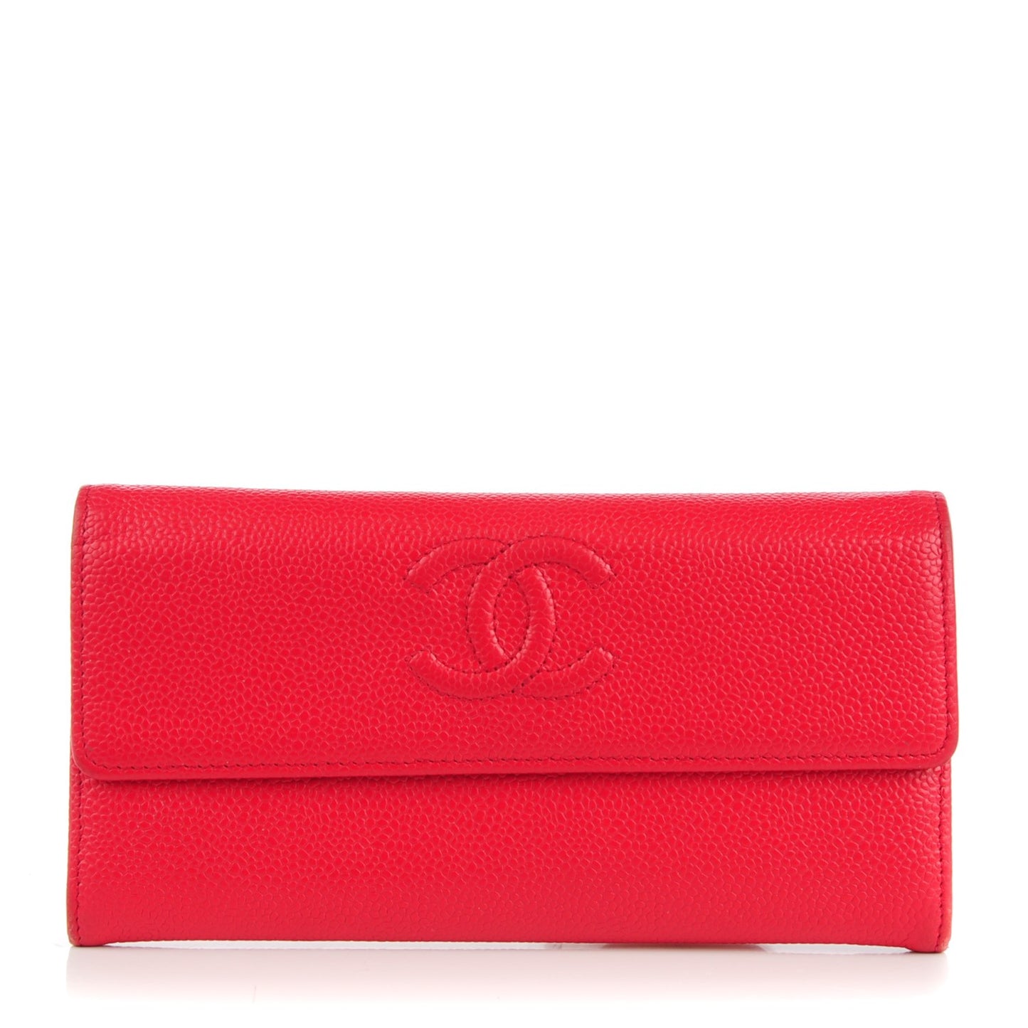 Caviar CC Long Flap Wallet Red