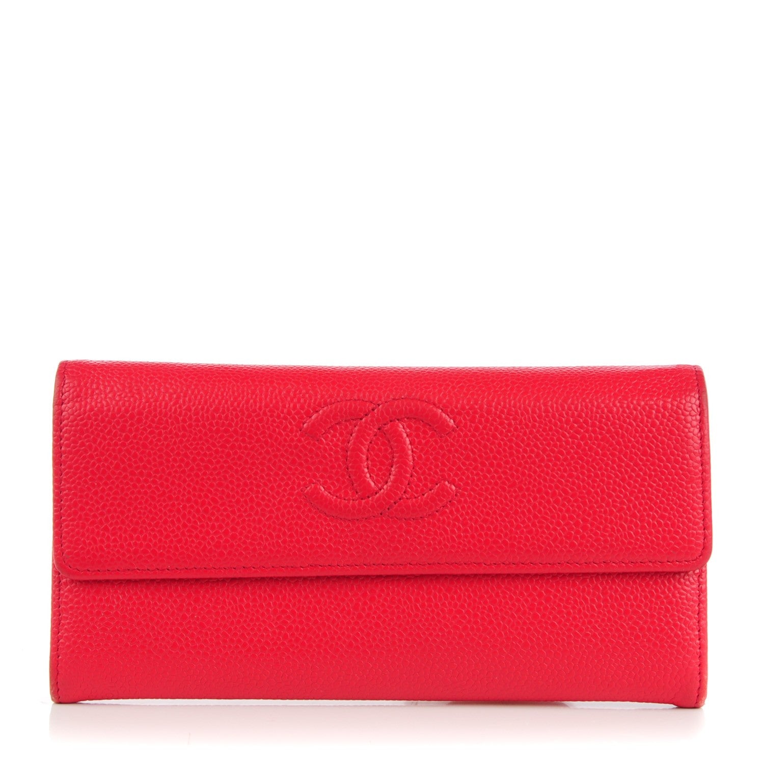 Chanel Caviar CC Long Flap Wallet Red 1 of 7