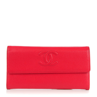 Chanel Caviar CC Long Flap Wallet Red 1 of 7