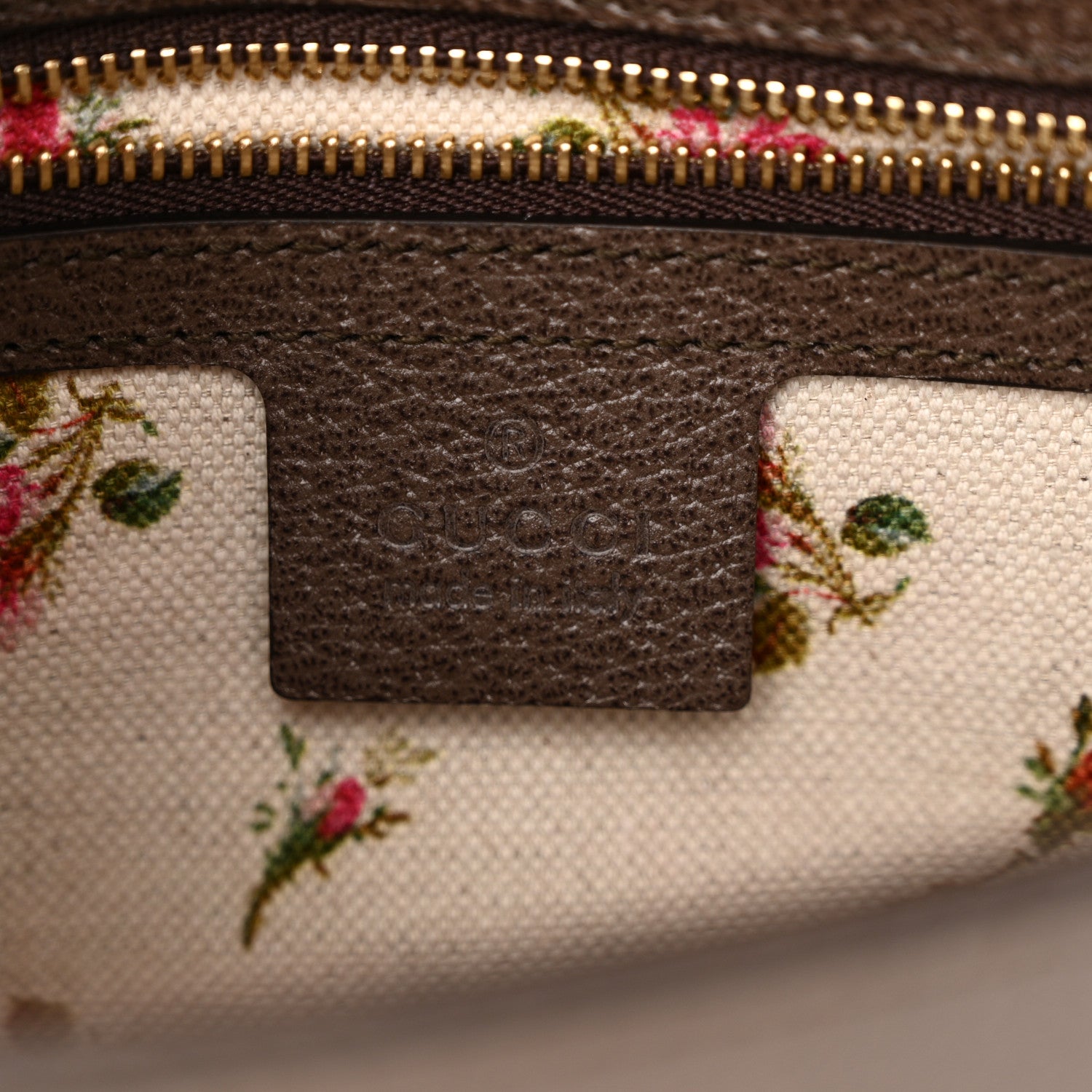 Gucci Calfskin Embroidered Sylvie Belt Bag 85 34 Brown 6 of 13
