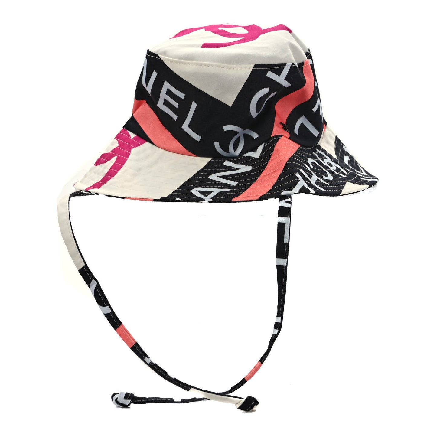 Cotton Logo Cloche Hat M Ecru Black Pink