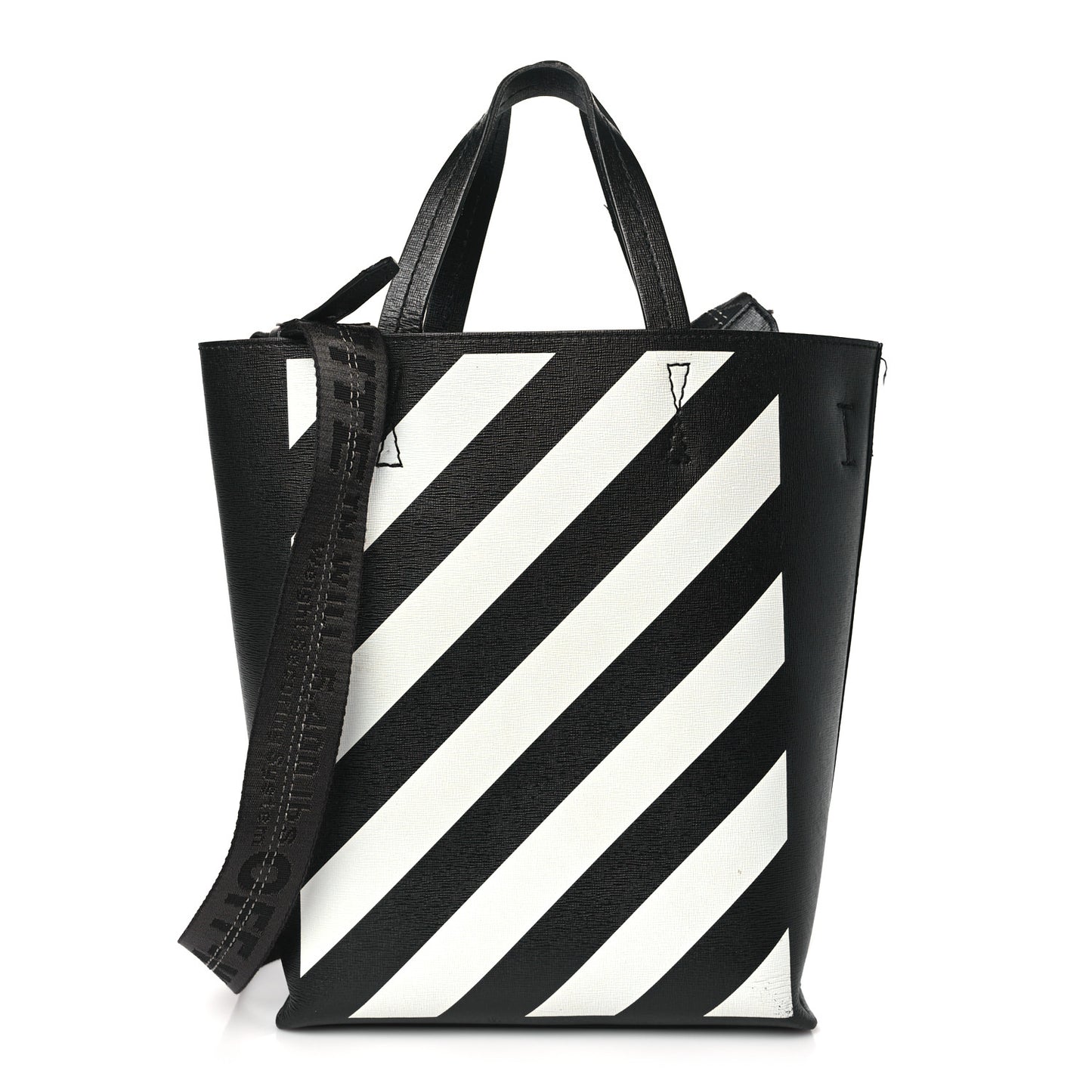 Saffiano Striped Diag Binder Crossbody Black White